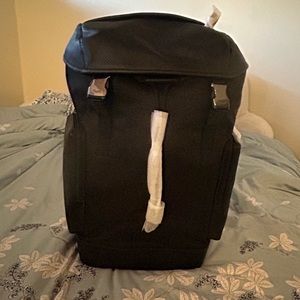 Black leather coach backpack